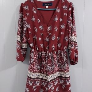 Blue Rain Small dark maroon shorts romper